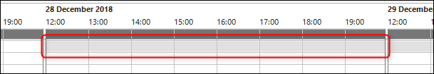 una barra gris clara muestra todas las horas de los días no disponibles