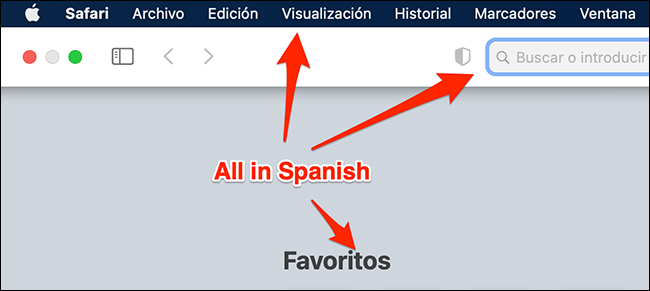 Safari en español en una Mac.