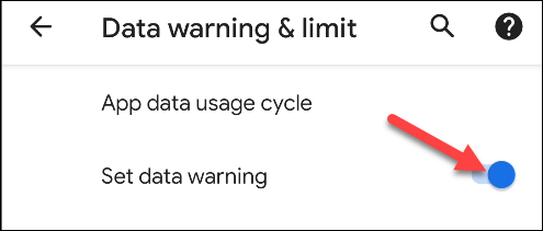 habilitar la advertencia de uso de datos