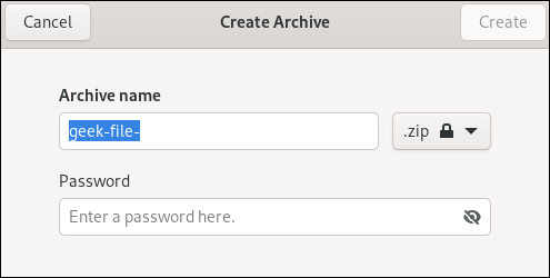 Diálogo de archivo comprimido de archivos GNOME