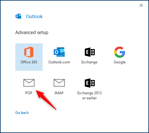 Outlook "Configuración avanzada" panel.
