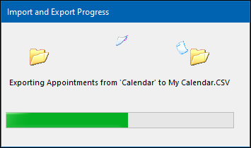 La barra de progreso de la exportación.