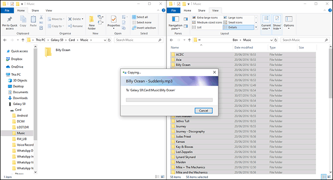 Transferencia de archivos desde Windows a un dispositivo Android en el Explorador de archivos