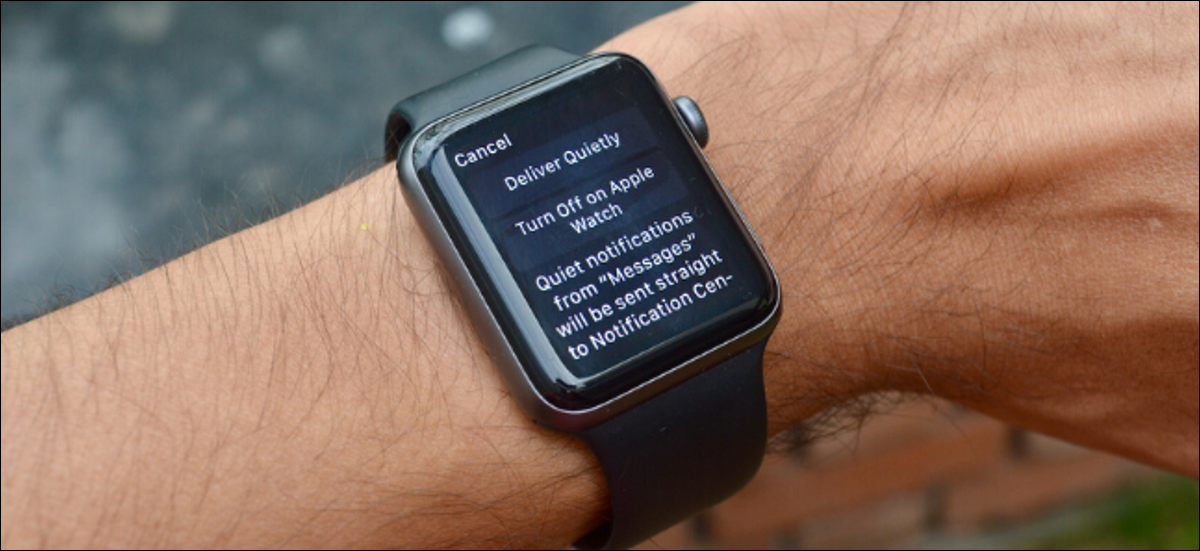 Pantalla de administración de notificaciones de aplicaciones en Apple Watch