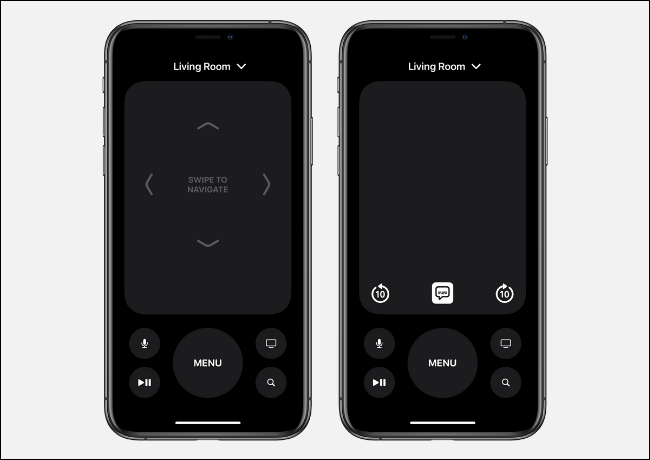 Interfaz remota de Apple TV en iPhone