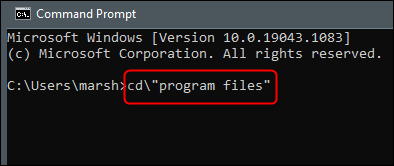 Cambie al directorio "Archivos de programa" en el símbolo del sistema.