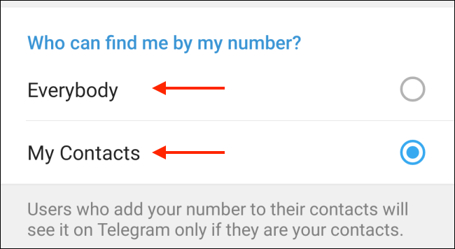 Elige quién puede encontrarte en Telegram