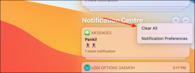 Borrar todas las notificaciones del Centro de notificaciones en Mac