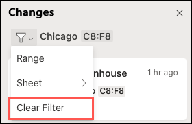 Seleccione Limpiar filtro