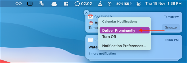 Click Deliver prominently from Notification Center