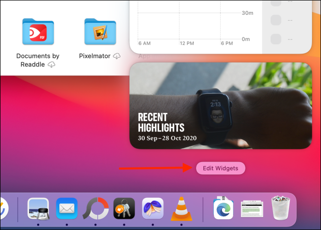 Haga clic en Editar widgets en Mac