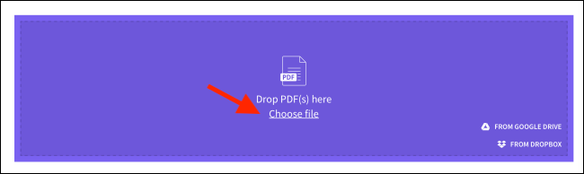 Haga clic en el botón Elegir archivo en Smallpdf