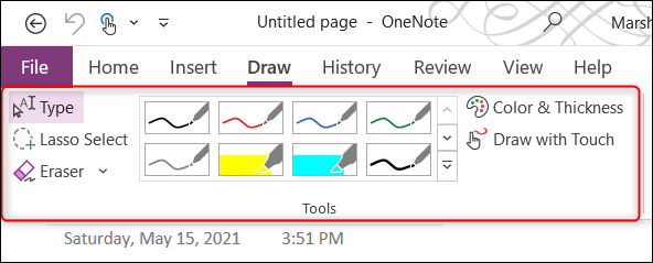 Herramientas de dibujo en Microsoft OneNote
