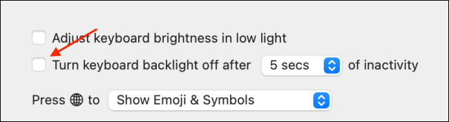 Habilitar la función de inactividad de la retroiluminación del teclado en Mac