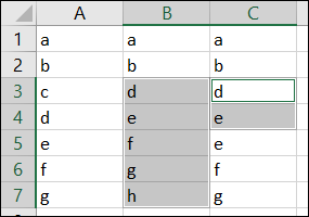 Diferencias de filas en Excel