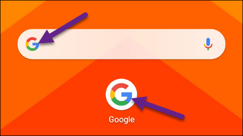 Toque el logotipo de Google.