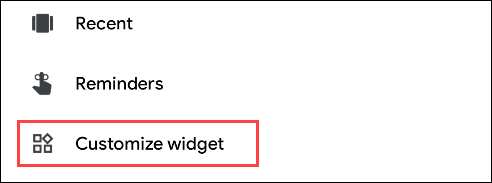 Seleccione "Personalizar widget".