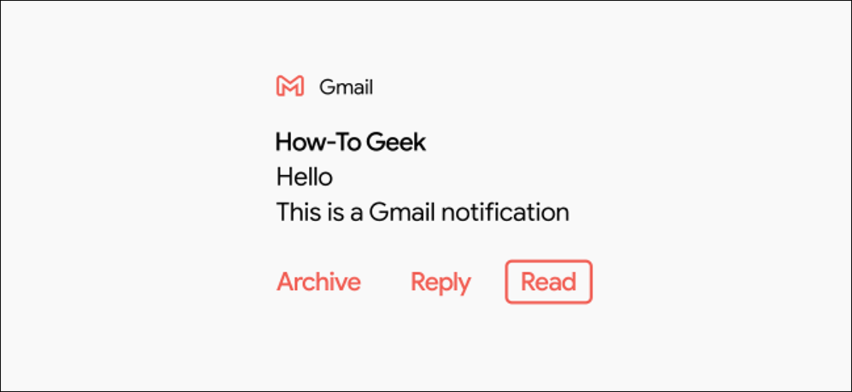 Una notificación de Gmail marcada como "Leída". 