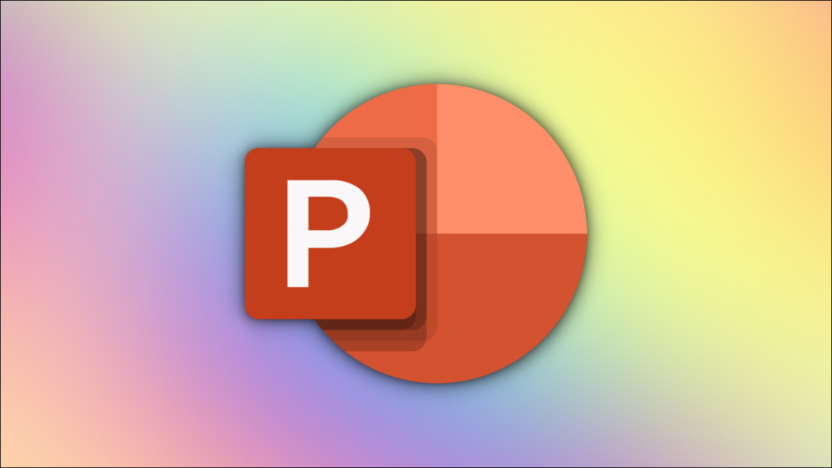 Logotipo de PowerPoint sobre un fondo degradado multicolor
