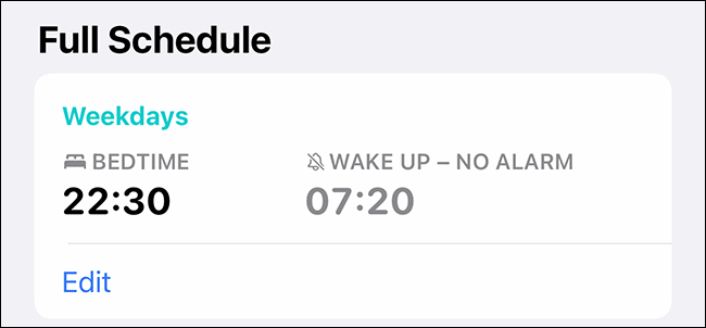 Un horario de sueño de Apple Health