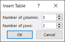 Seleccione el número de columnas y filas