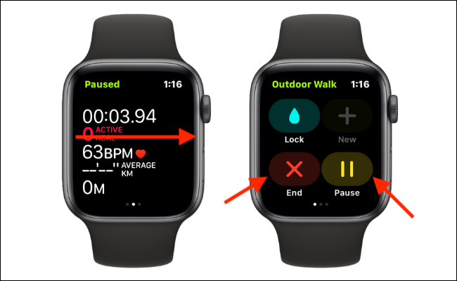 Finalizar o pausar manualmente un entrenamiento en el Apple Watch