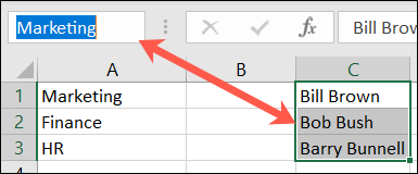 Name a group of cells in Excel