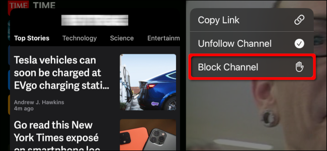 Block a channel in the News app on an iPad