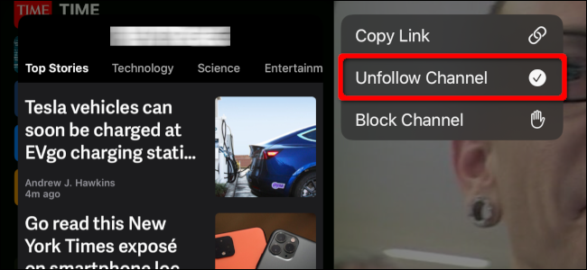 Entfolgen eines Kanals in der News-App auf einem iPad