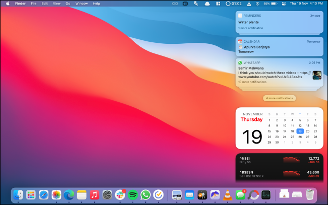 Centro de notificaciones ampliado en macOS Big Sur