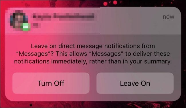 Ejemplo de comprobación de iOS si realmente desea guardar notificaciones urgentes para su resumen programado