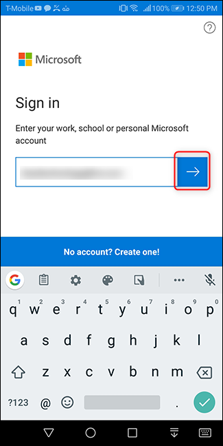 Ingrese su dirección de correo electrónico de Microsoft.