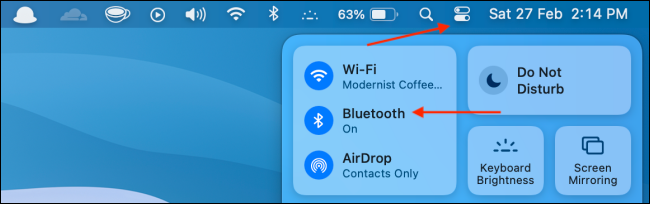 Abra Bluetooth desde el Centro de control
