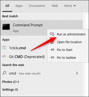 Open command prompt as administrator
