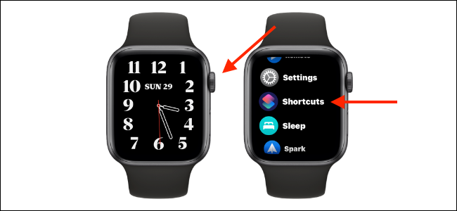 Abrir la aplicación de accesos directos en el Apple Watch
