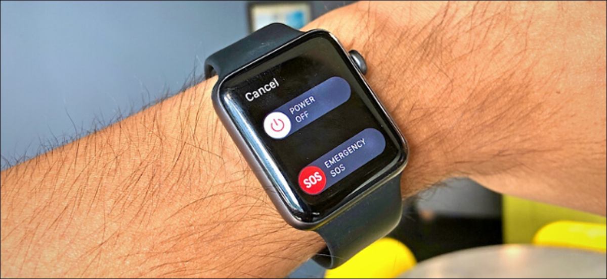 Menú de apagado en Apple Watch