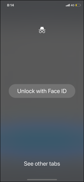Chrome fordert Sie auf, Face ID zu verwenden, um Inkognito-Tabs zu entsperren, wenn Sie sie verwenden möchten.