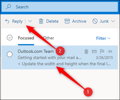 Responder a un correo electrónico en los pasos de Outlook