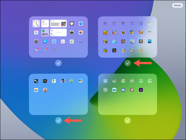 Modifica dello schermo, segni di spunta per visualizzare le schermate