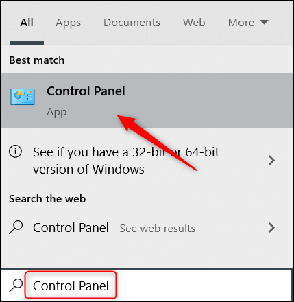 Busque Panel de control en la búsqueda de Windows.