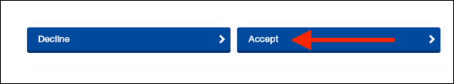 Select Accept from the terms page