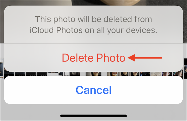 Seleccione la opción "Eliminar foto" o "Eliminar video" para eliminar el medio. 