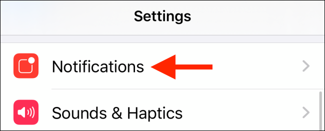 Select the Notifications option in Settings