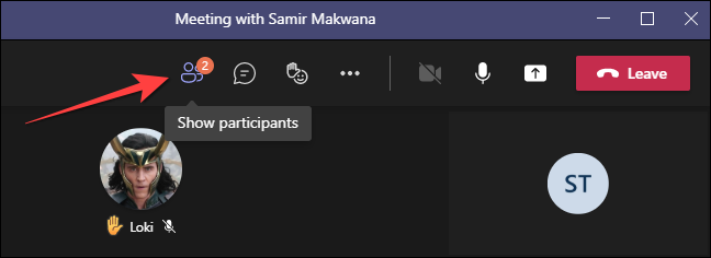 During a video call on the Microsoft Teams desktop, select the button 