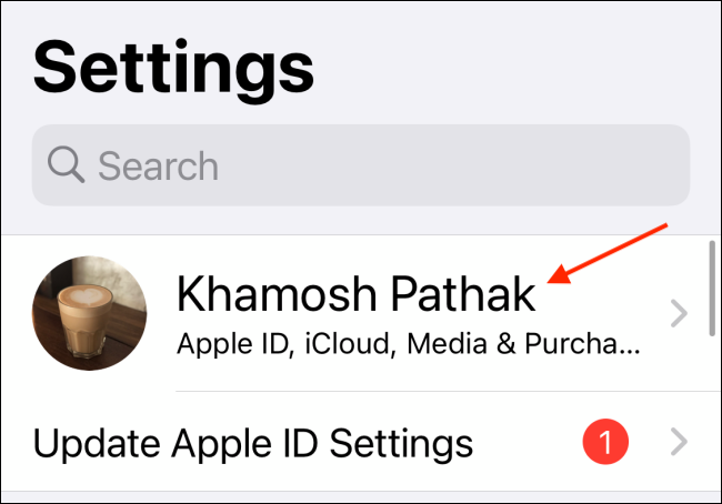 Seleccione el perfil de la aplicación de configuración en el iPhone