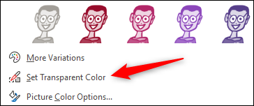 Haga clic en "Establecer color transparente".