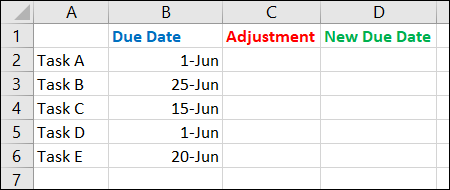 Agregue columnas para ajustes de fecha en Excel