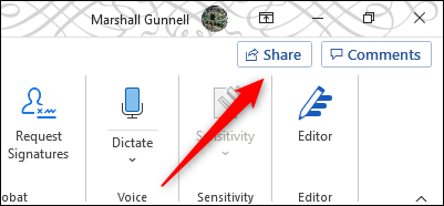 Botón compartir en Microsoft Word