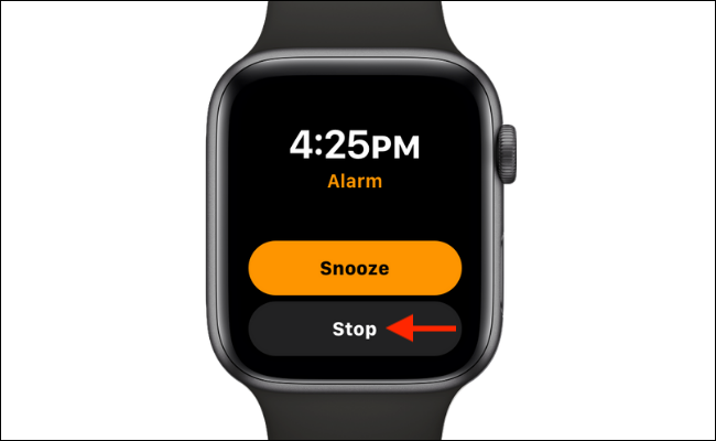 Toque "Detener" para desactivar la alarma, o toque "Posponer" para retrasarla.