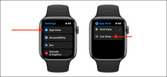 Cambiar a la vista de lista en el Apple Watch